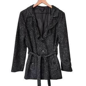 Sandro Studio Animal Print Lightweight Tie Waist Jacket Size Large
